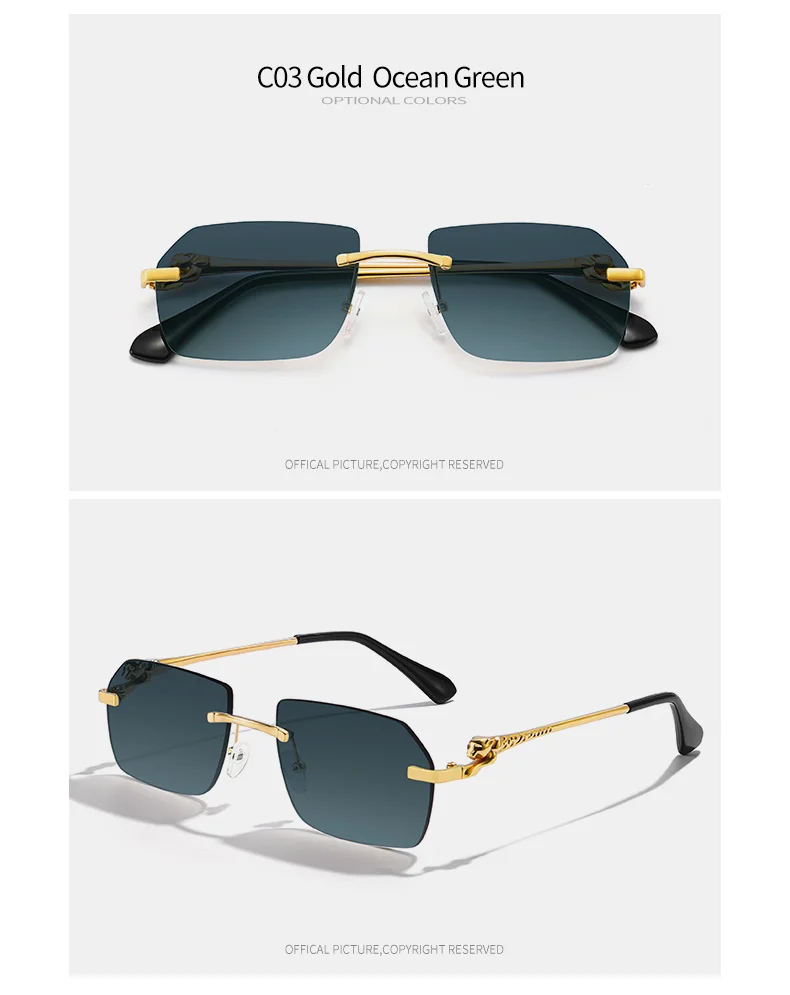 Hbk steampunk randlose Sonnenbrille Männer neue Vintage Geparden kopf legierung rahmen los für Mann Frauen Luxus fahren Sonnenbrille – Detail 13