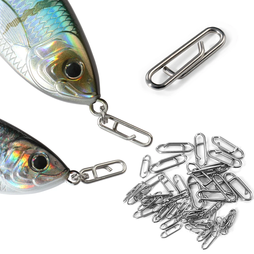 GOBAIT Angeln Interlock Snap Fast Clips Edelstahl Ovale Schnalle Wirbel Köder Linie Zubehör Tackle Box 20-100 Stück Stecker – Detail 3