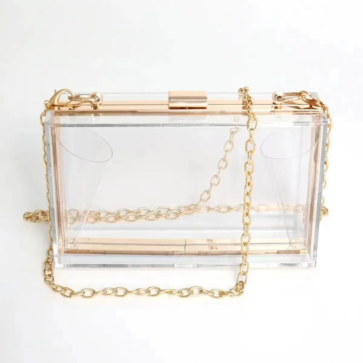 Colorful Acrylic Transparent Organizer Personalized Women's Satchel Jewelry, Perfume, Cosmetic Organizer with Chain