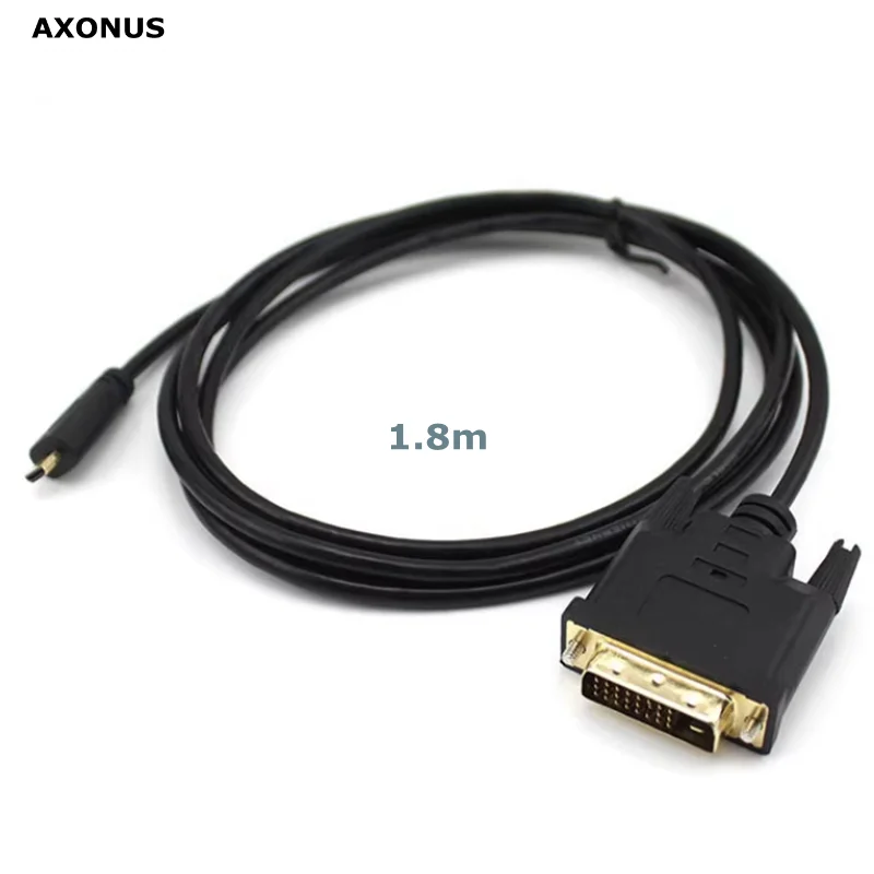 1M/1.8M Micro HDTV HDMI MicroHDMI HD To DVI DVI-D 24+1Pin Adapter Cables 3D 1080p For LCD DVD HDTV XBOX PS3 Monitor TV