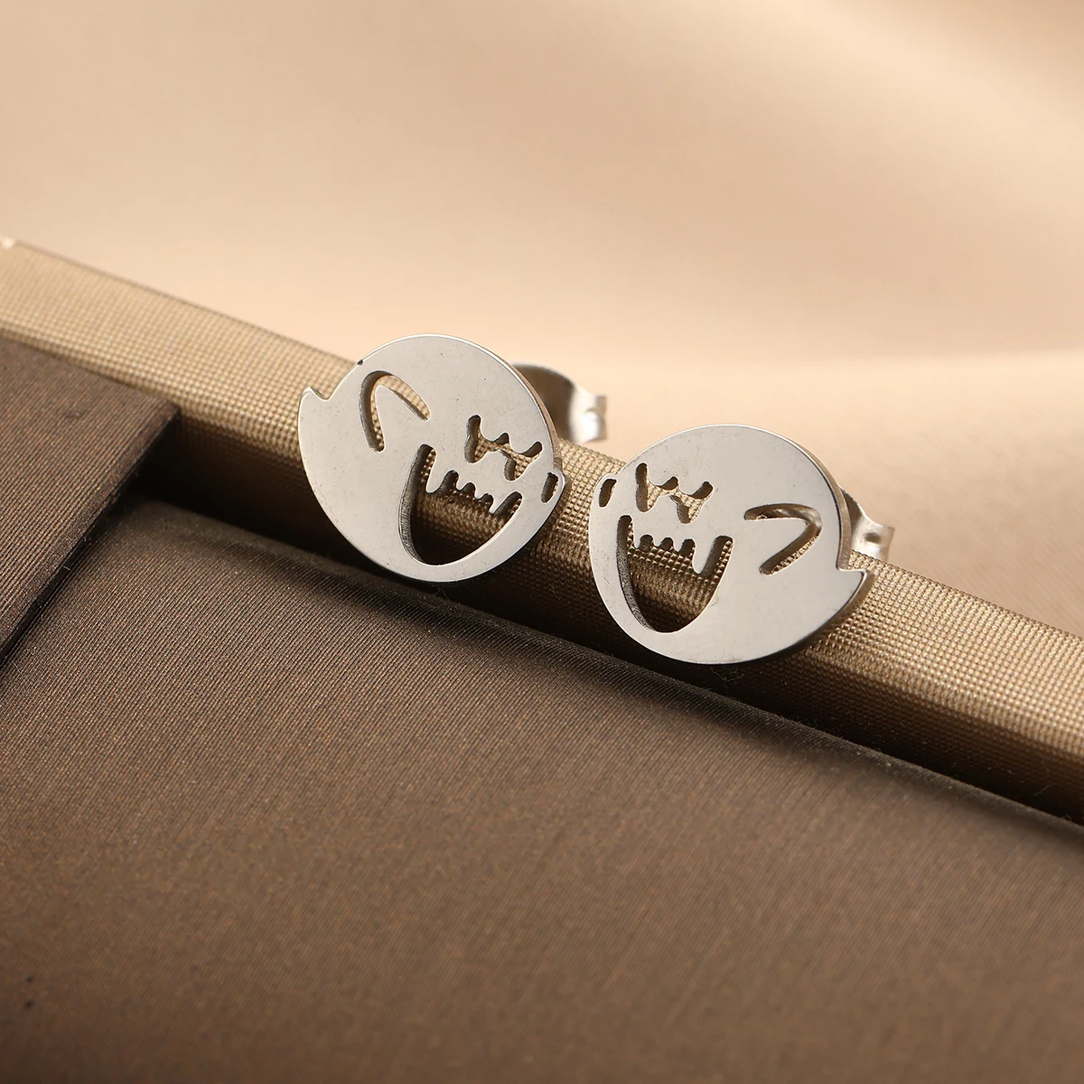 Fashion Stainless Steel Cute Minimalist Monster Ghost Stud Earrings For Women Girls Personality Chic Popular Halloween Jewelry