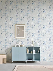 Fresh Floral Peel And Stick Wallpaper Blue Flower Self Adhesive Waterproof Furniture Sticker Elegant Chic Kitchen Bathroom Decor