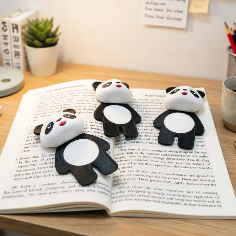 3D Printed Back-To-School Season 3D Panda Bookmark, Cute Cartoon National Treasure Style Book Clip, Stationery Reading Marker Clip, Single Piece
