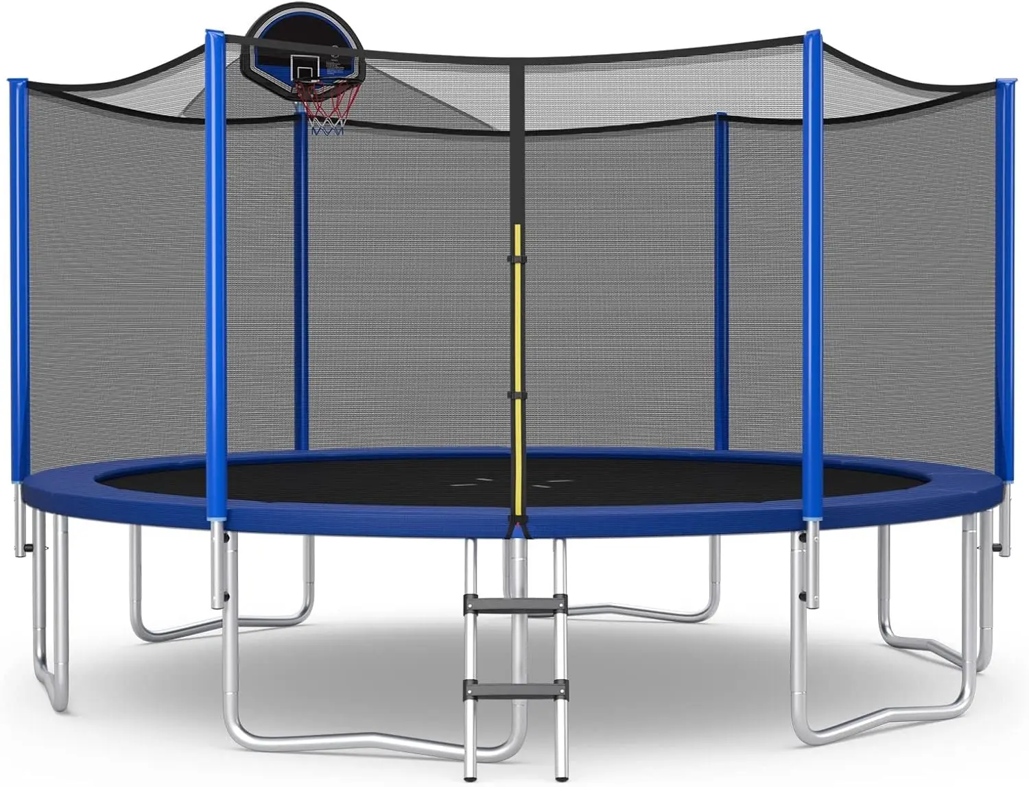 ASTM Approved 12FT 14FT 15FT 16FT Recreational Toddler Trampoline with Enclosure Net, Basketball Hoop, Basketball