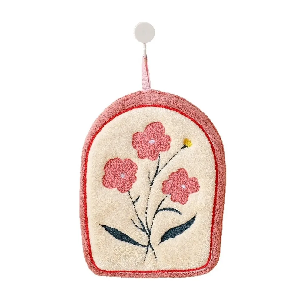 Elegant Tulip Hand Towel Flower Coral Velvet Absorbent Dishcloth Absorbent Cartoon Kitchen Cleaning Towel Household