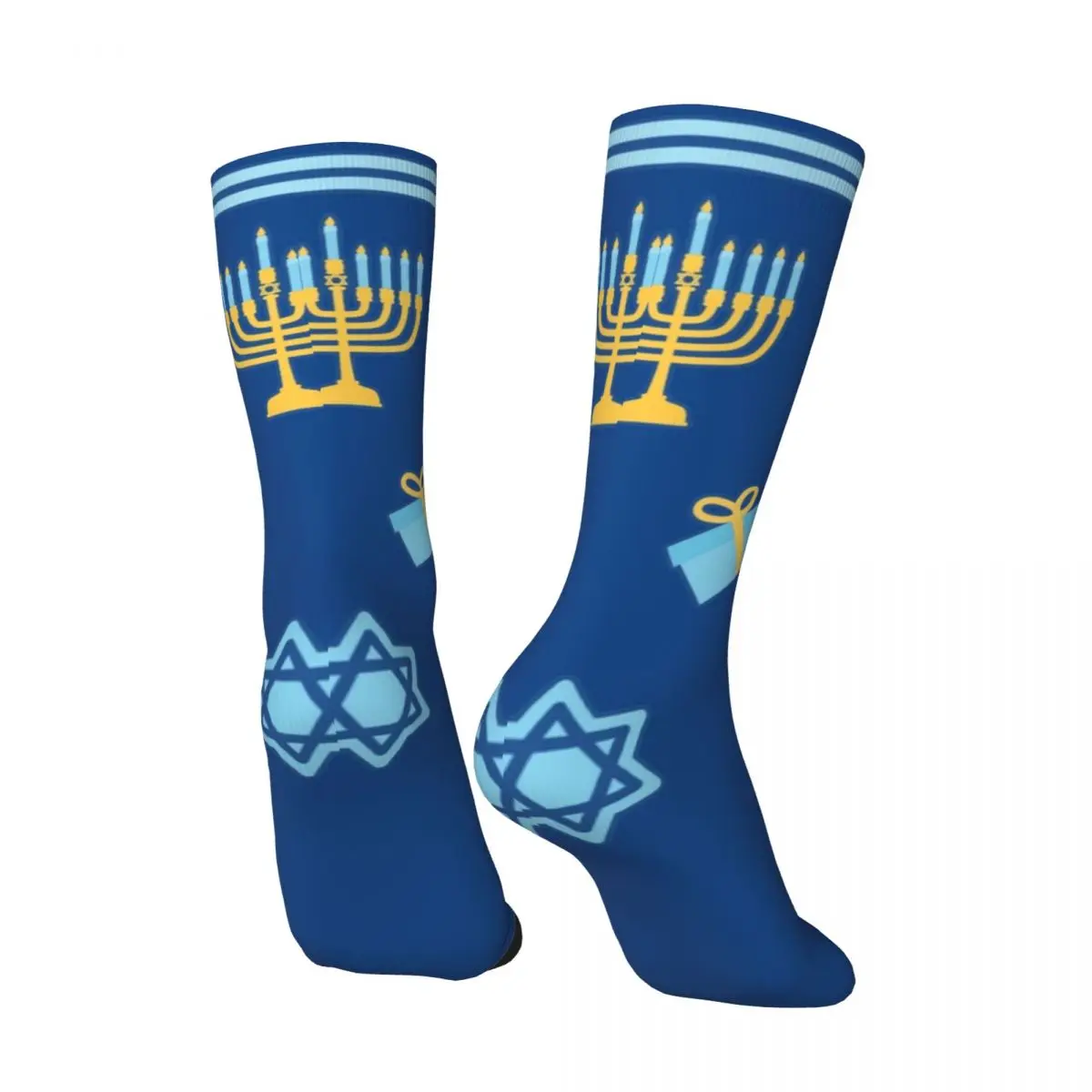 HANUKKAH Dreidel Socks Star of David Casual Stockings Winter Anti Sweat Unisex Socks Soft Pattern Running Socks