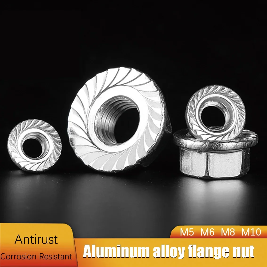 5-100Pcs M5 M6 M8 M10 Aluminum Alloy 6061 Flange Nut Connector Flange Hexagon Hex Nut Anti Slip  Lock Nut Hardware Accessories