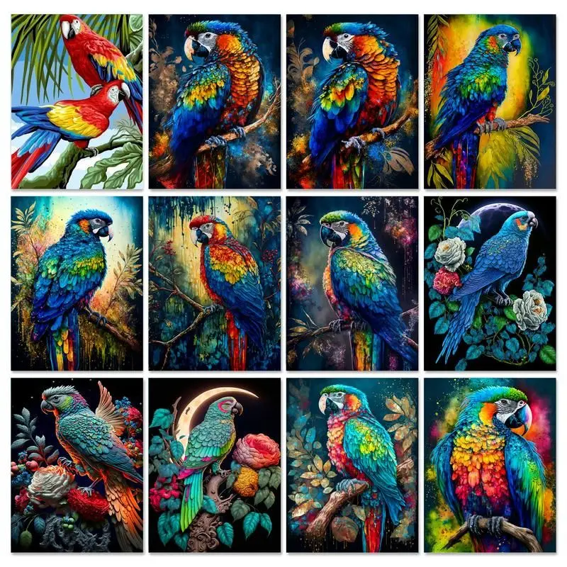 

GATYZTORY Diy Painting By Numbers Kits Parrot Acrylic Paint Coloring On Canvas Animals Drawing By Numbers For Art Supplies