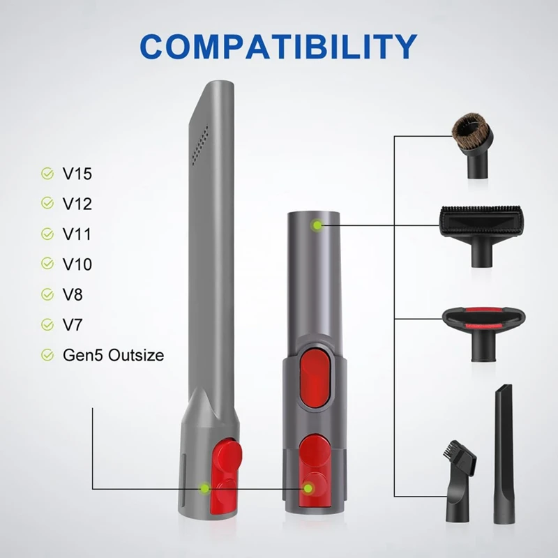 ABJI-For Dyson V15 V12 V11 V10 V8 V7 Vacuum Cleaner, Crevice Tool Horse Hair Dust Brush Vacuum Accessories