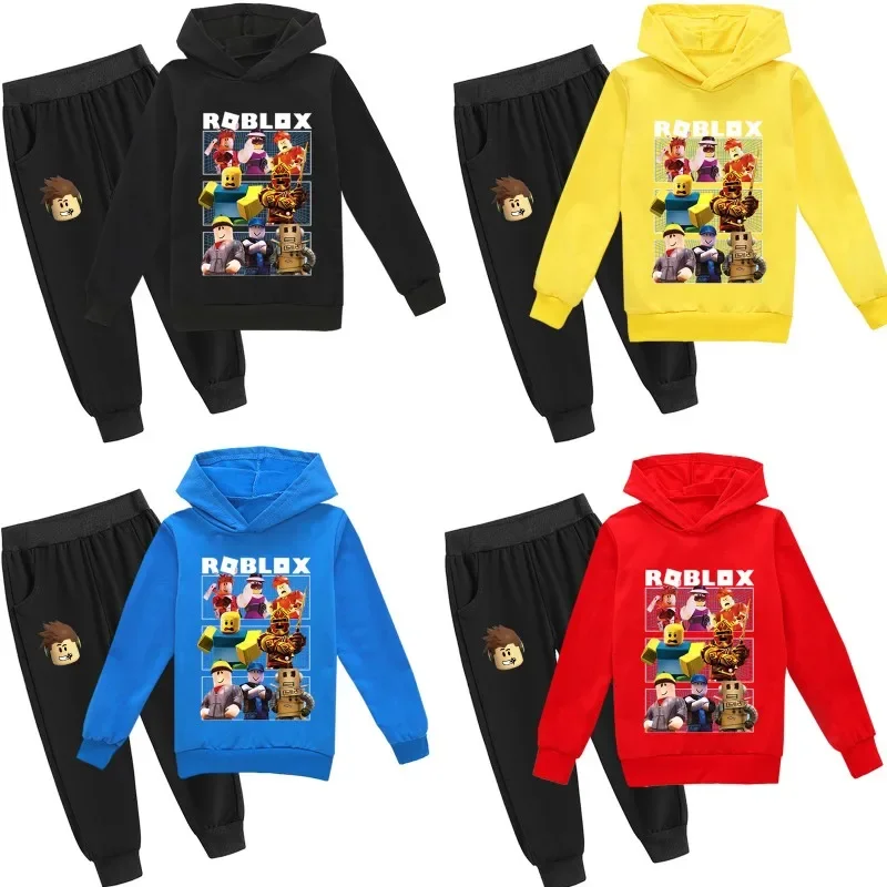 

Roblox Game Animation Two-dimensional Leisure Suit Boy and Girls Sweater and Trousers Casual Hooded Hoodie Solid Color Sweater