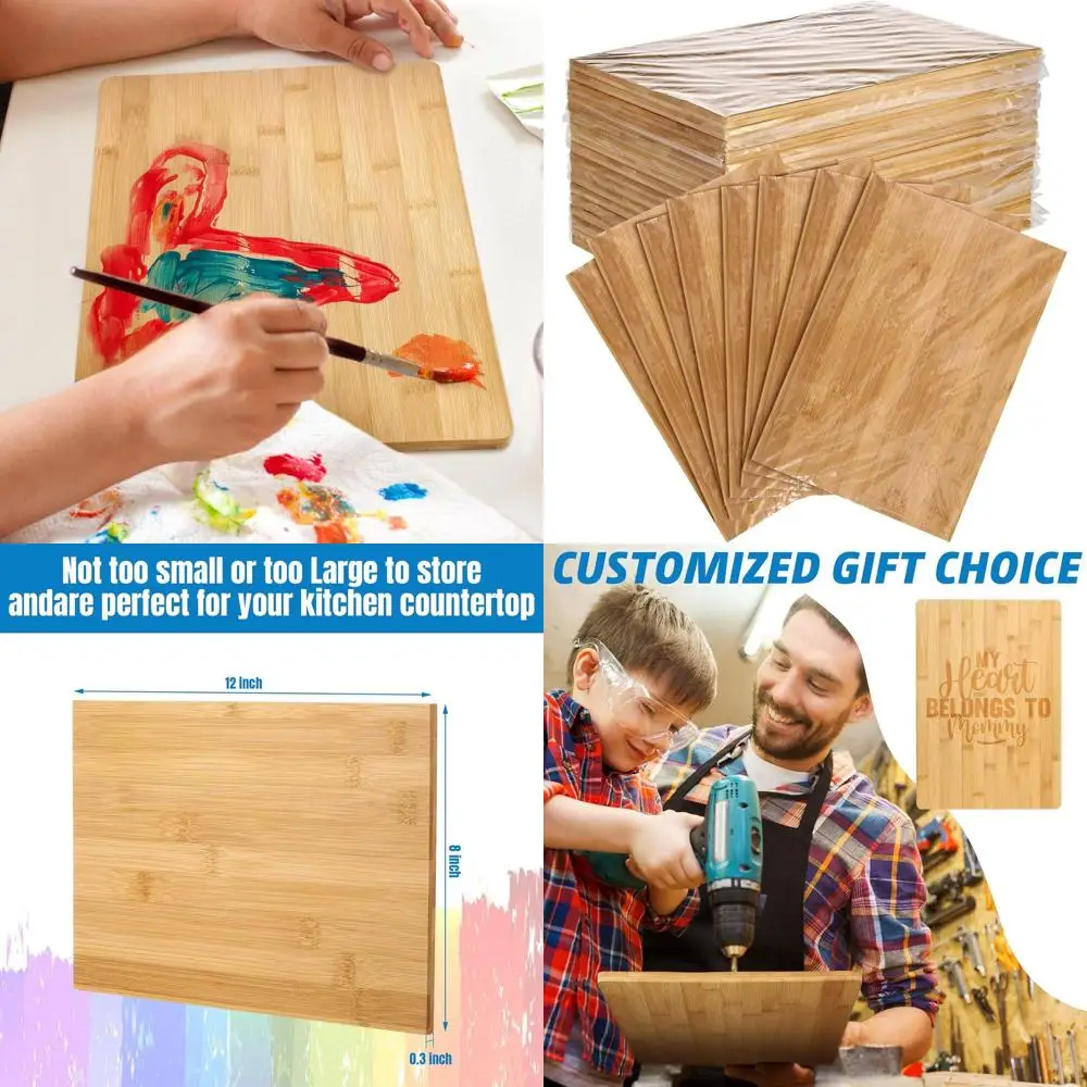 

Набор из 18 больших бамбуковых разделочных досок для кухни, 12x8 дюймов, идеально подходит для мяса, сыра, хлеба и овощей.