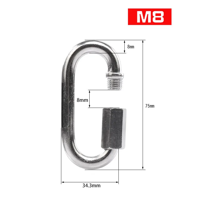 Connect Hook Stainless Steel Connecting Ring Quick Chain Link Track Climbing Mountaineering Carabiner Insurance Buckle M4/5/6/8