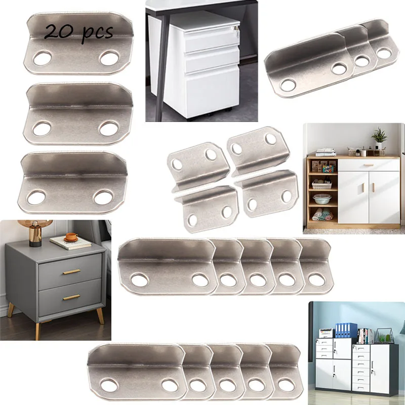 20pcs Bracket Hardware L Shape Corner Bracket Metal Right Angel Brace For Shelf Support Board Connect Drawer Shelf Wall