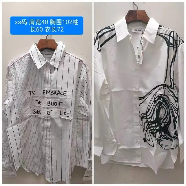 

Foreign trade original order Spain D new style shirt pure style graffiti personalized thin style spring/summer white shirt