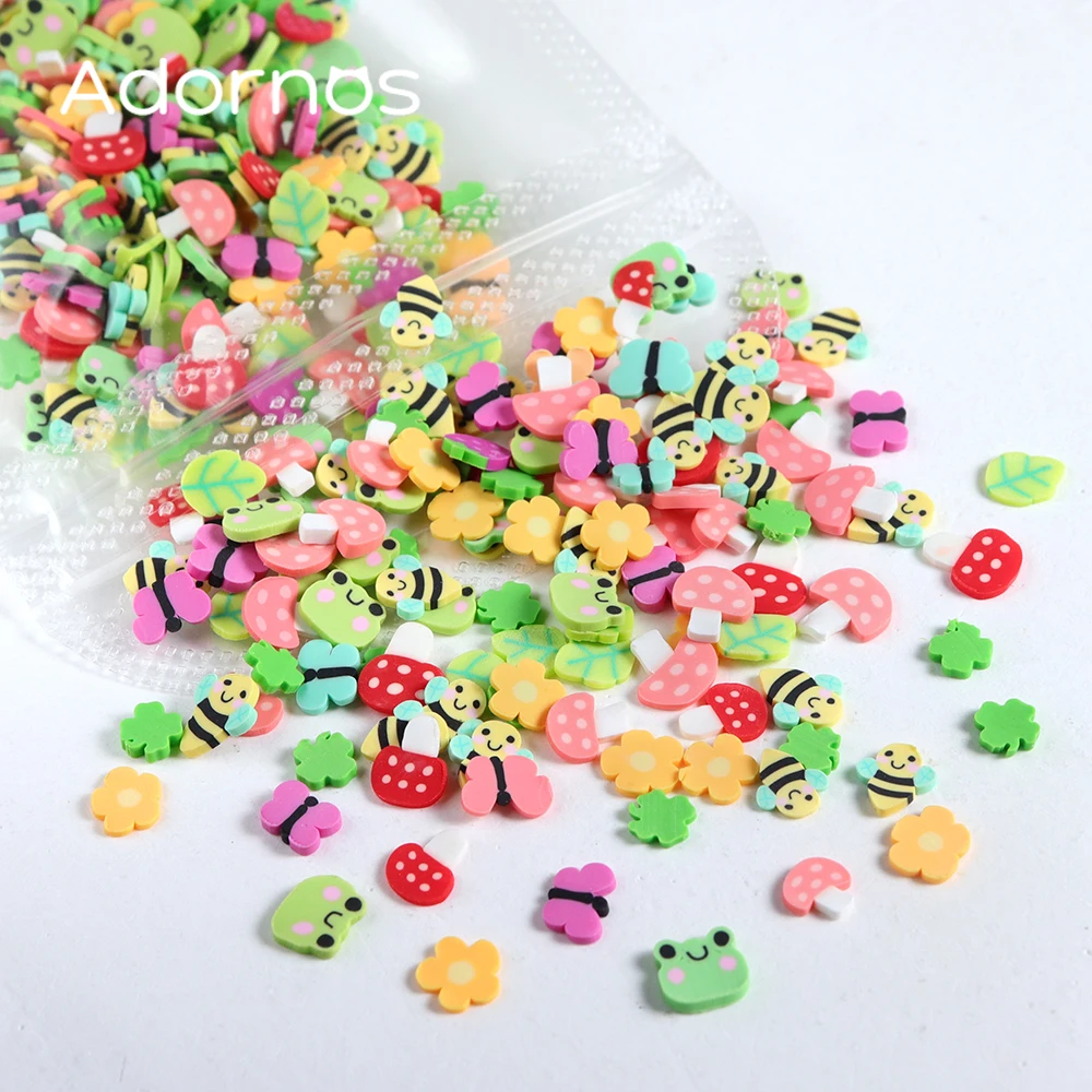 

10g Mixed Flower Leaf Four-leaf Clover Soft Clay Slices Nail Art Decoration Flake Spring Kawaii Nail Parts Korea DIY Accessories