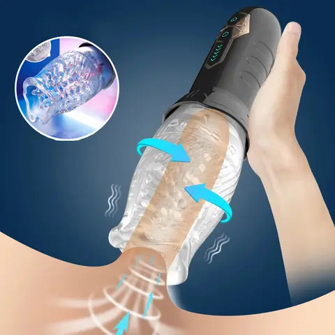 Automatic Male Masturbator Cup Rotation Silicone Vagina Vibrator Masturbation Erotic Sex Toy for Men Mastubator Blowjobs Machine