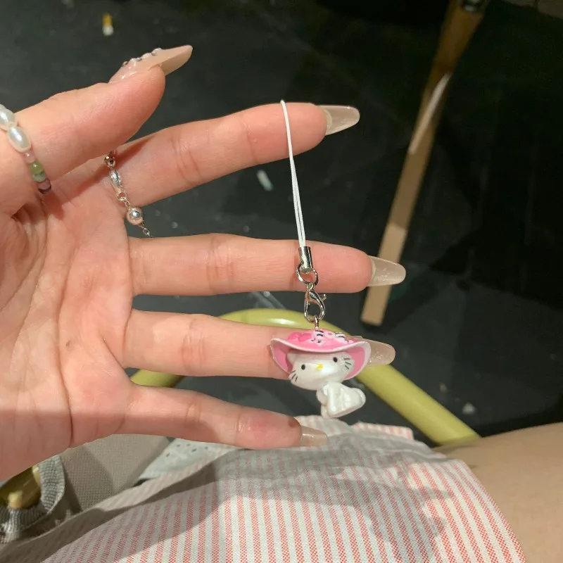 Hello Kitty Keychain Cute Cartoon Phone Case Accessories Leopard Pattern Angel Desktop Decoration Girl Student Gift Wholesale