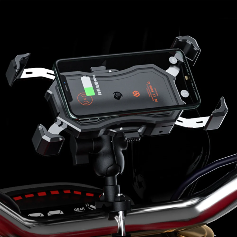 オートバイ用スマホホルダー 360度回転 °   回転耐衝撃盗難防止滑り止めハンドルバー自転車電話スタンド 4.7-7.2 インチスマートフォン用