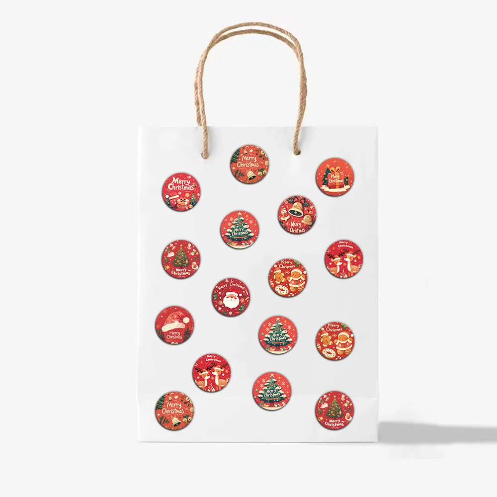 500PCS Creative Christmas Stickers Cartoon Account Material Showcase Snack Decoration Adhesive Labels Roll up Stickers