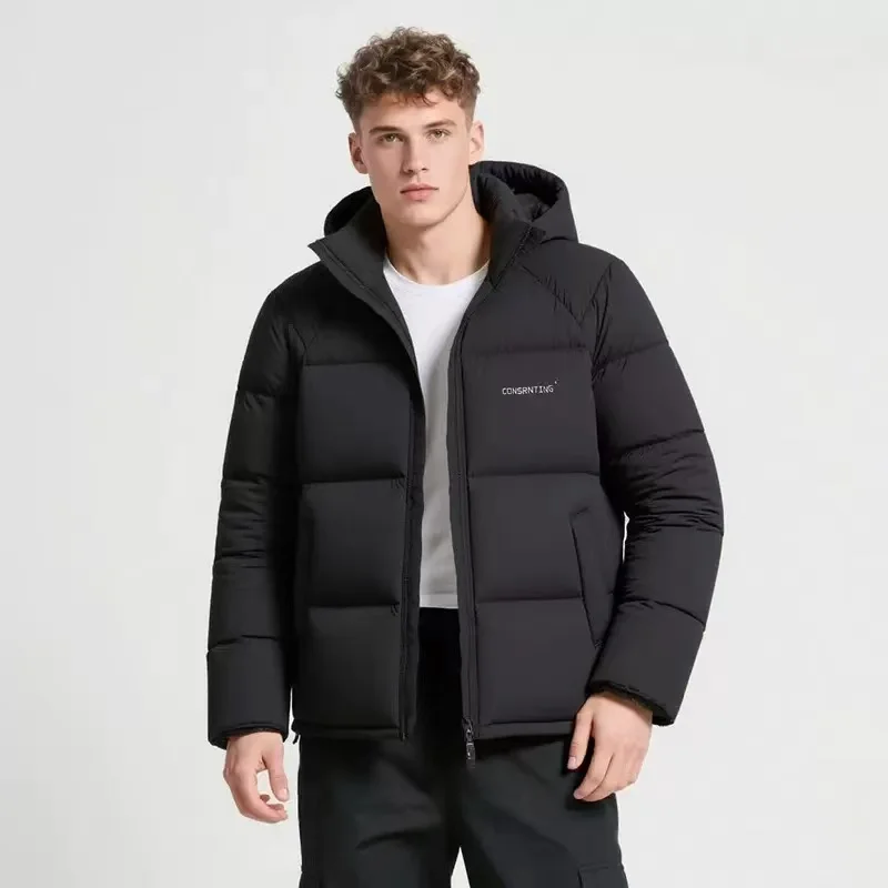 2025 Autumn/Winter New Men's Hooded Cotton Coat with Thickened Warm Bread Design Cotton Coat Hat Detachable Dad's Cotton Coat