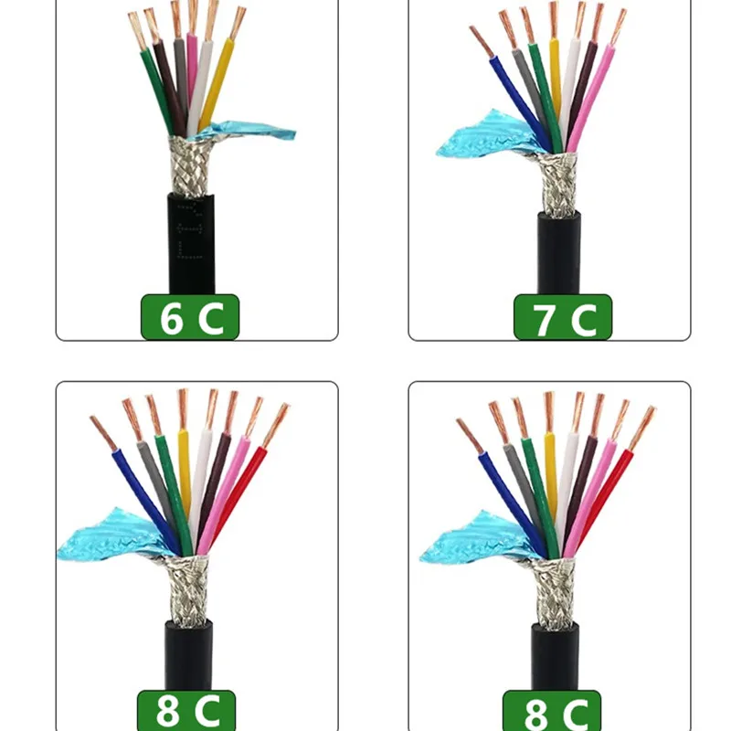1 미터 CE 차폐 구리 케이블 LIYCY 2 3 4 5 6 8 코어 24 awg 22 awg 데이터 연결 신호 케이블