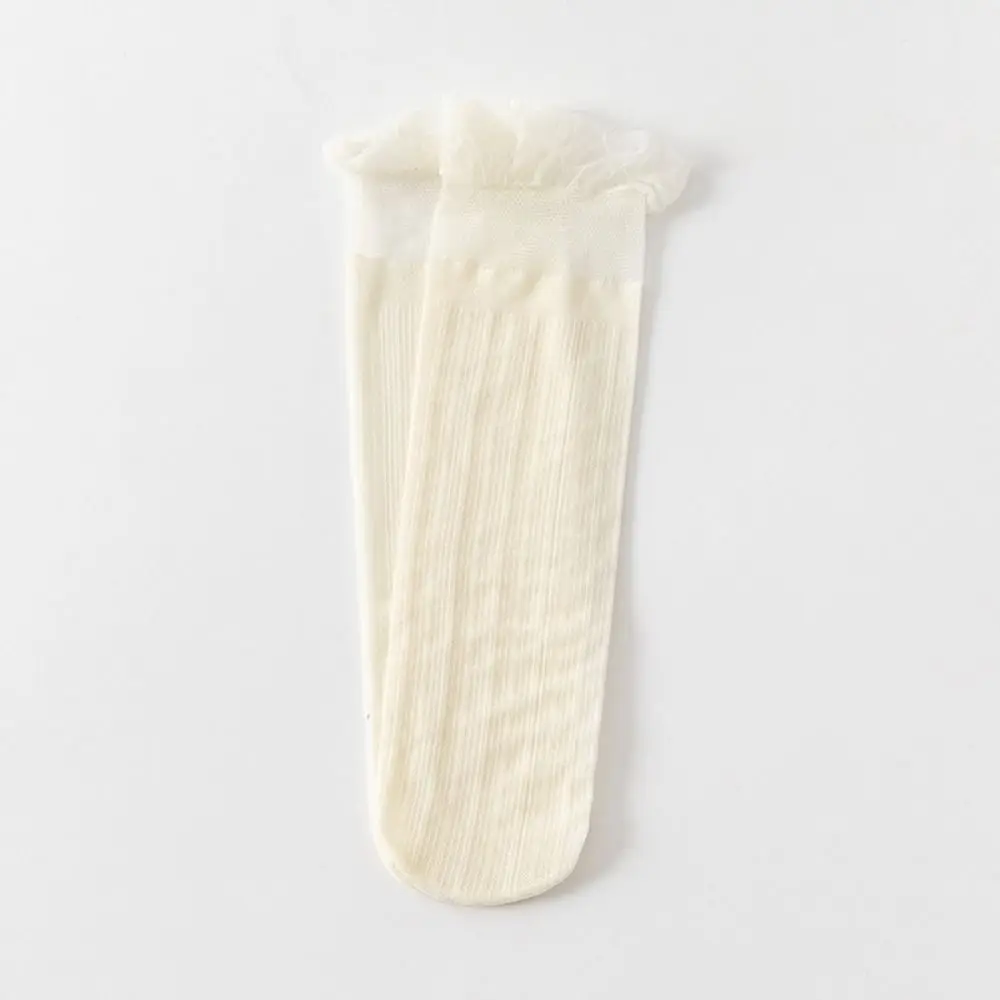 Kawaii Lolita Summer Women Socks Elastic Ultra-thin Lace Ruffle Socks Hollow Out Princess Tulle Sock For Female Ladies