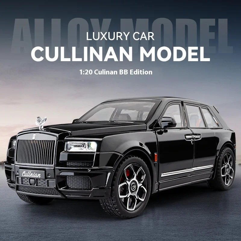 

1/20 Rolls Royce Cullinan Модель автомобиля Игрушечные резиновые шины со световой музыкой Модель автомобиля Рулевое управление для детей Праздничные подарки