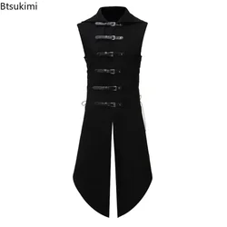 New 2026 Men's Gothic Tuxedo Vest Medieval Vintage Sleeveless Steampunk Coats Halloween Suit Vests Cosplay Party Clothes for Men