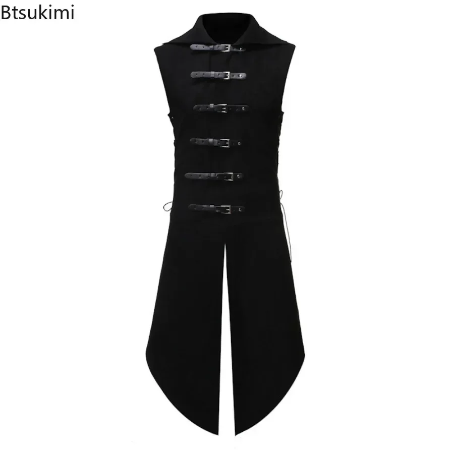 New 2025 Men's Gothic Tuxedo Vest Medieval Vintage Sleeveless Steampunk Coats Victorian Suit Vests Cosplay Party Clothes for Men