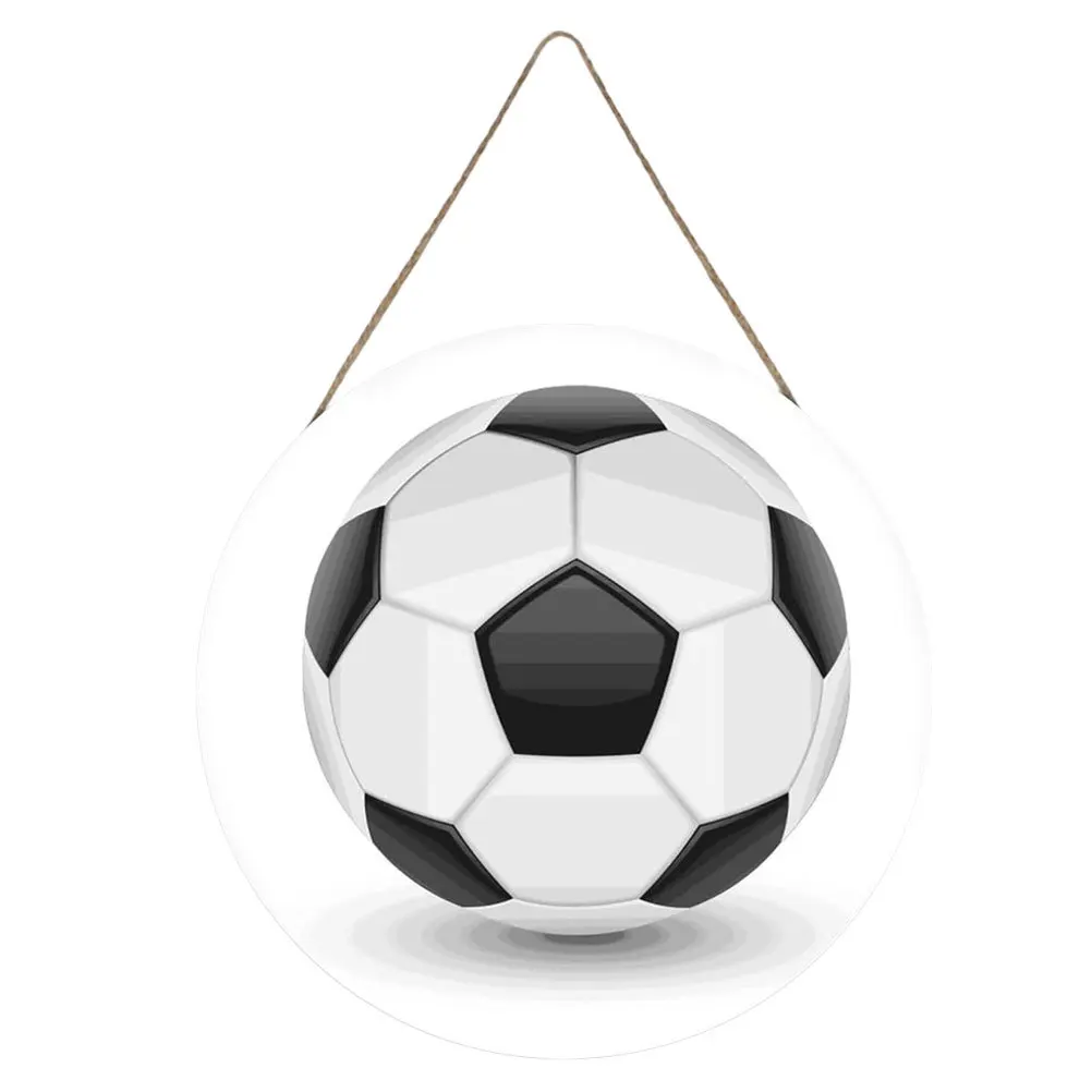 

Sports Ball Wall Sign Wooden Hanging Decor Pendant with Hook for Home Office Space Organization Wood Shape Board Decor
