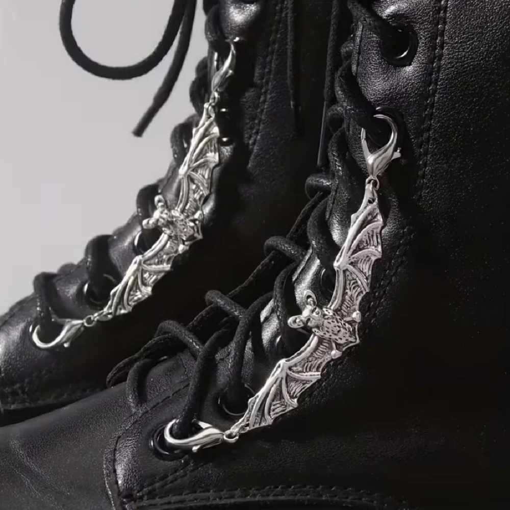 2pcs/set Gothic Alloy Bat Shoe Lace Buckle Charms, DIY Shoe Accessories, Shoe and Boot Decoration