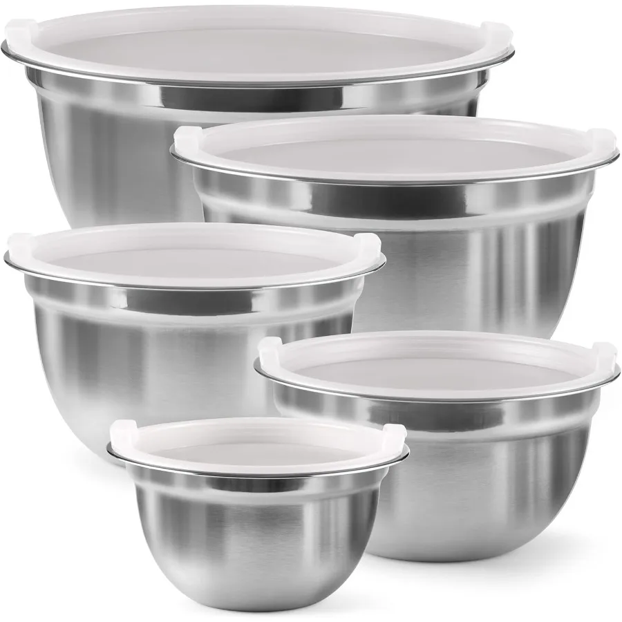

Stainless Steel Mixing Bowls Set with Lids for Home Kitchen Cooking Essentials 5Piece Set Ideal for Baking and Household Use Du