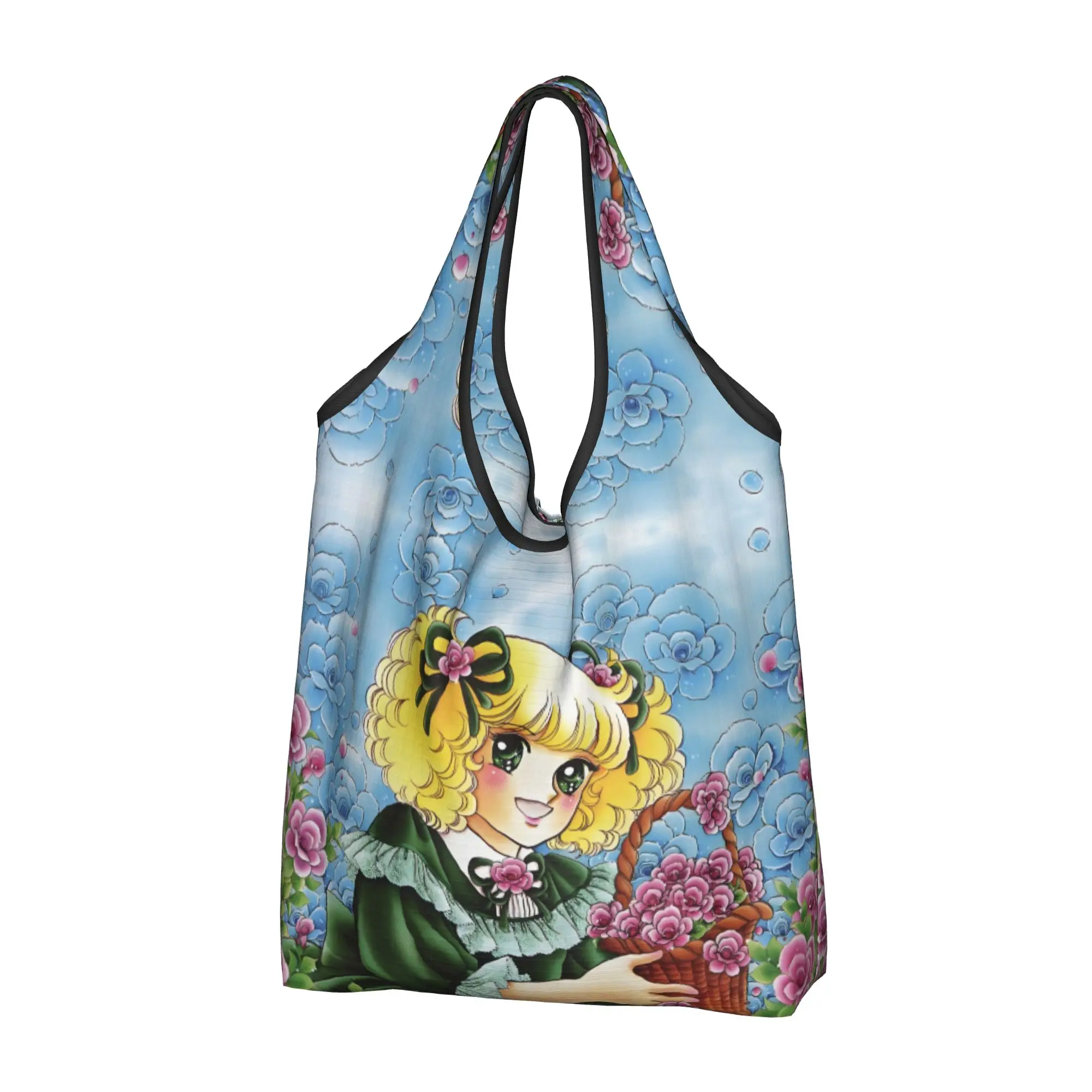 Funny Candy Candy Cartoon Nime And Terence  Shopping Tote Bag Portable Candice Anime Manga Girl  Grocery Shoulder Shopper Bag