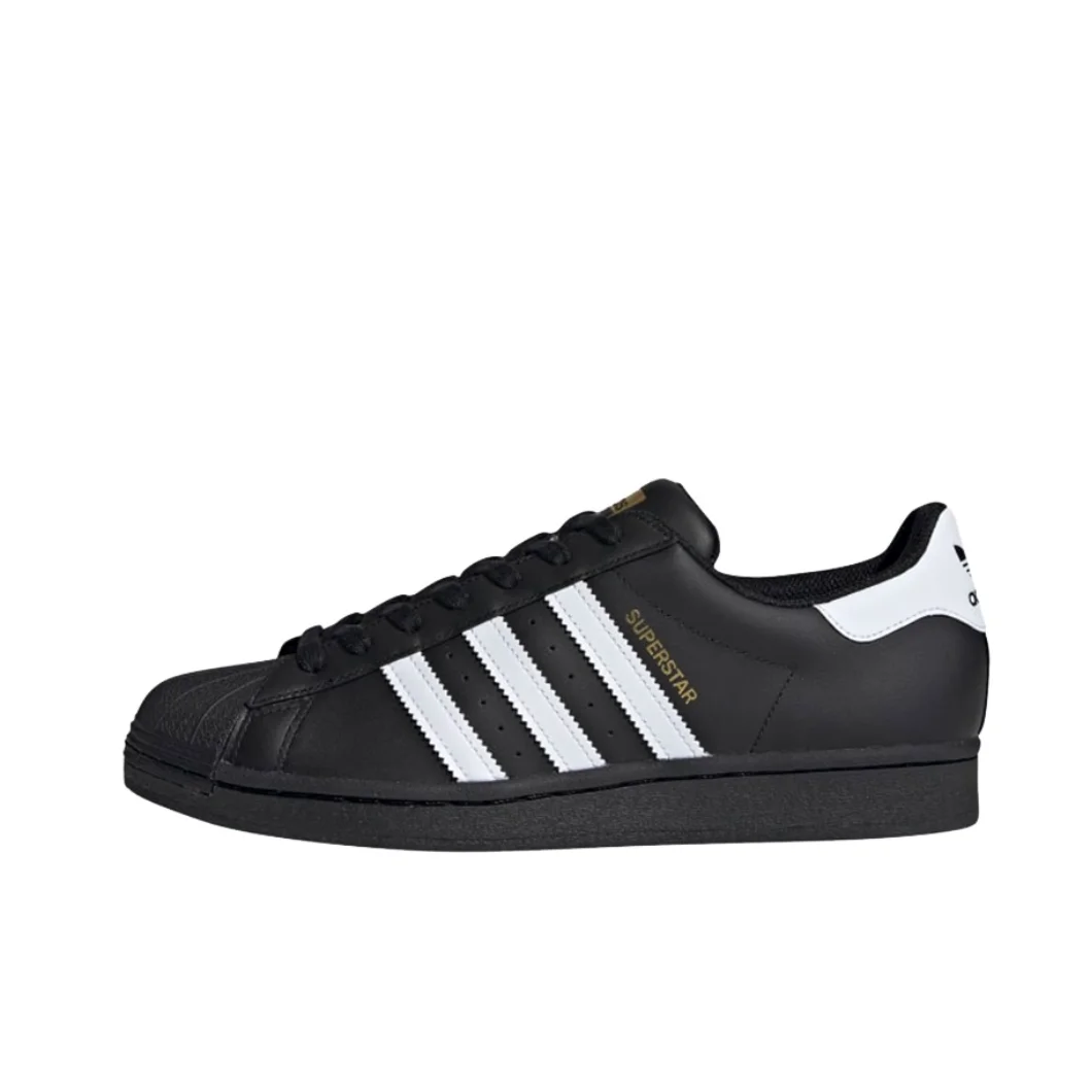 Adidas SUPERSTAR Men's and Women's fashion low-top boardshorts Lightweight non-slip casual shoes Black White colorway