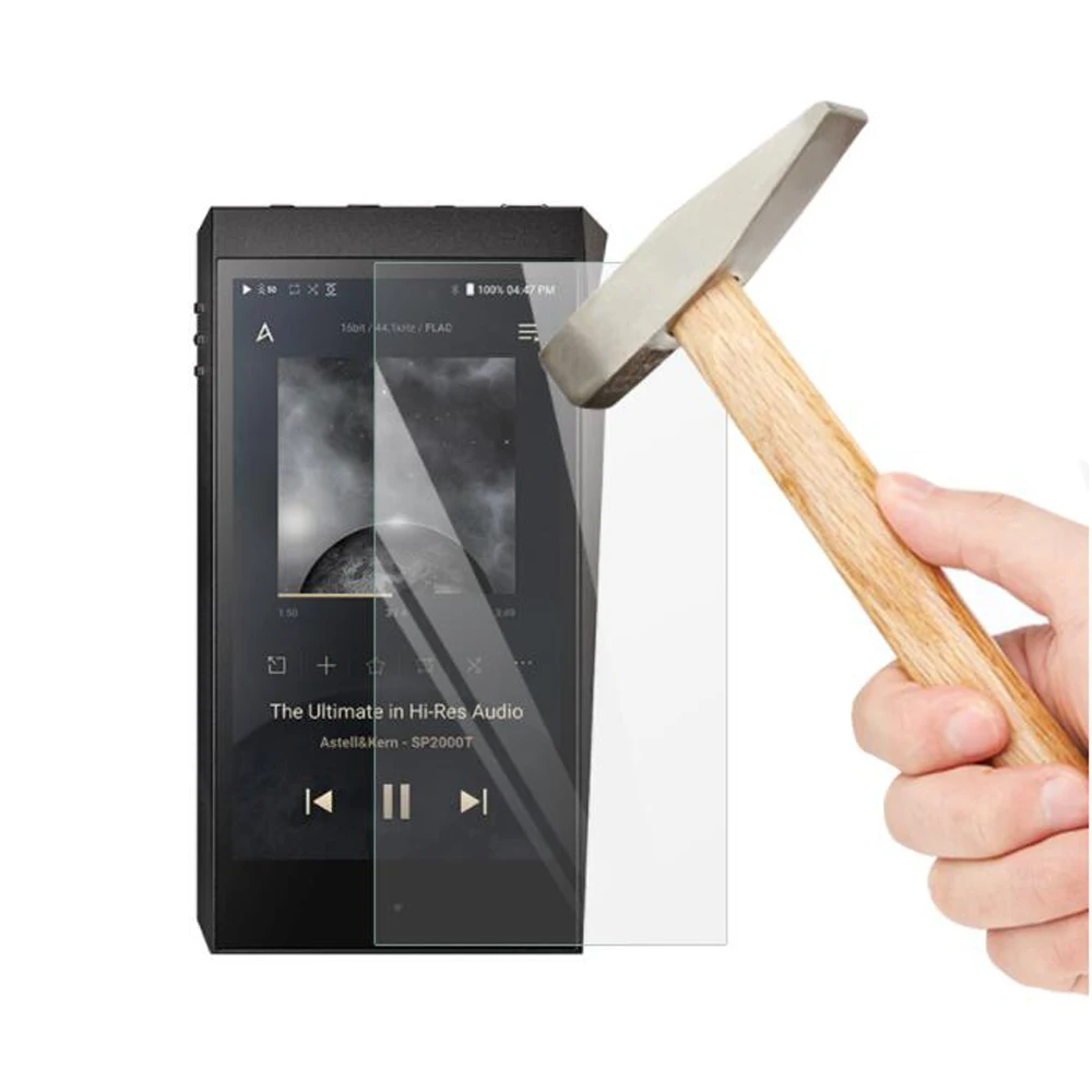 Мягкий прозрачный чехол из ТПУ с кристаллами для iRiver AK SP2000T с защитным закаленным стеклом для переднего экрана