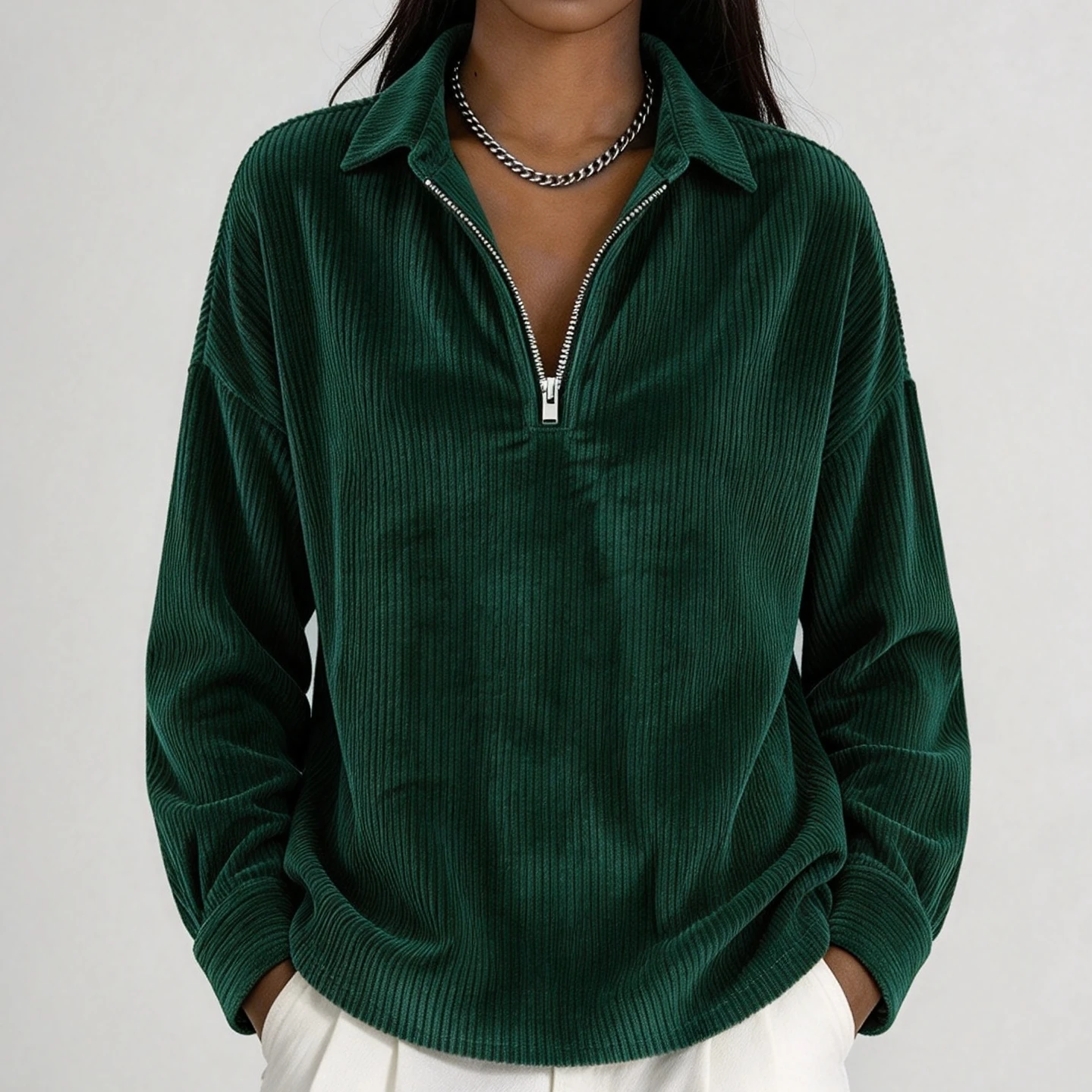 Blusa de pana con cuello tipo - Blouses reseña y precio