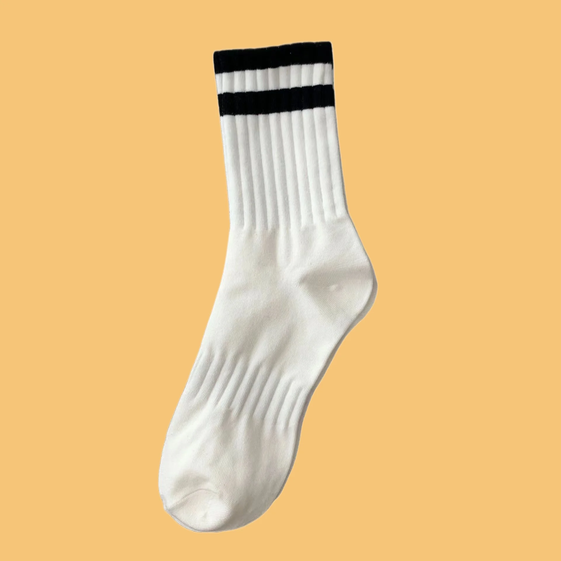 5/10 Pairs Stripe Med Tube Sock Trendy Deodorization Versatile Men's High Quality Socks Men's Thick Men Sports Solid Color Socks