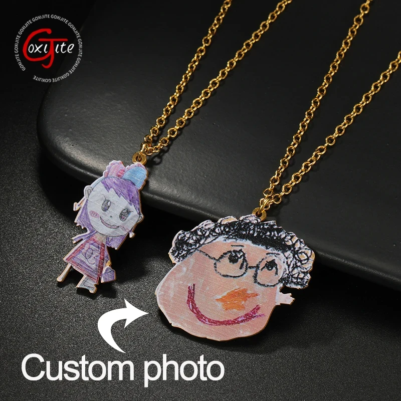 

Goxijite персонализированное цветное художественное ожерелье с гравировкой, детское ожерелье из нержавеющей стали с изображением граффити на заказ, мужское и женское ожерелье, подарок