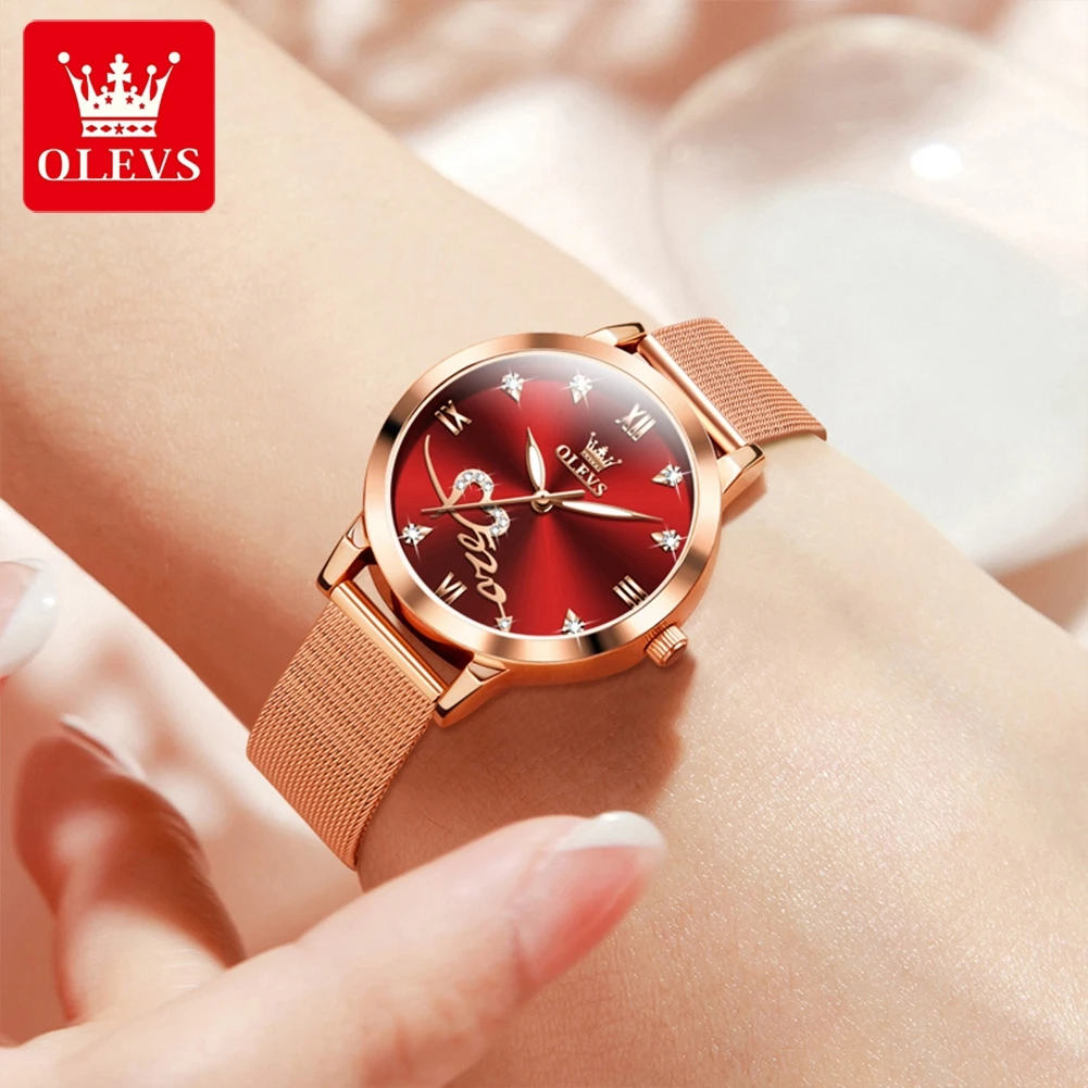 OLEVS New Women\'s Watches Elegant Original Waterproof Stainless steel Luminous Top Brand Ladies Wristwatch Ladies Quartz Watch