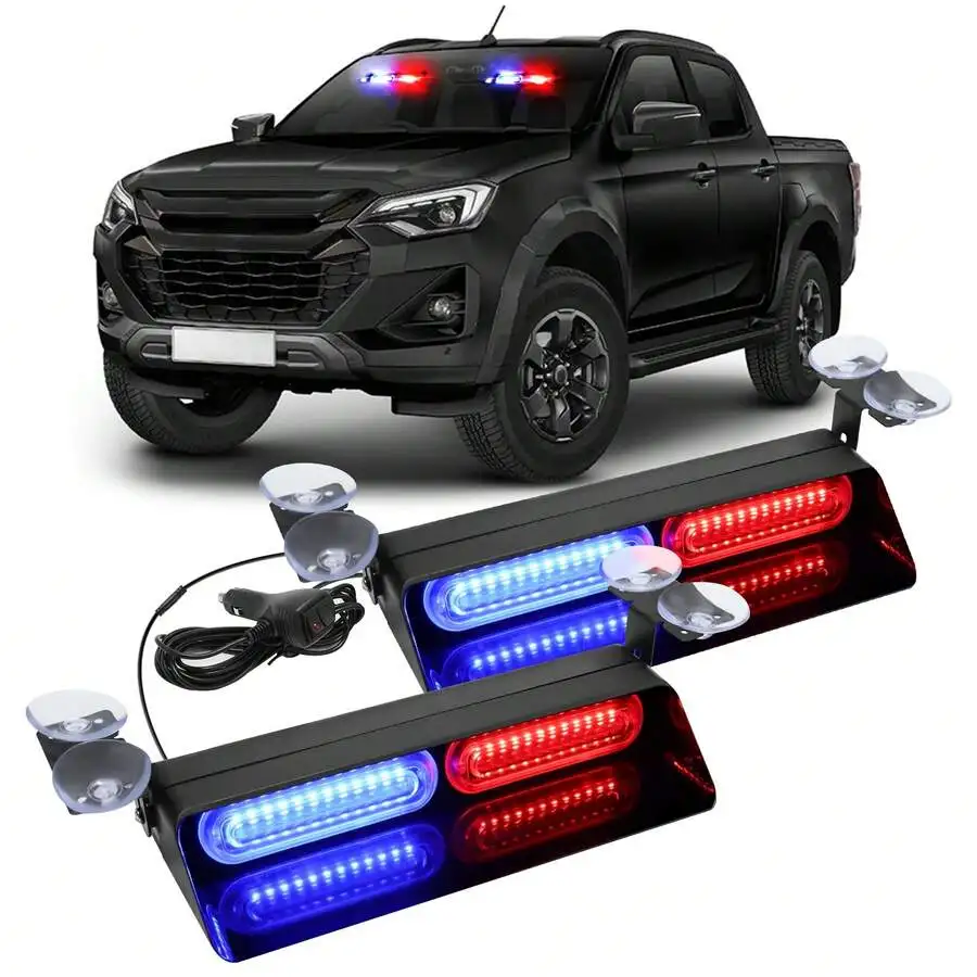 2 In1 Interior Windshield Strobe Lights LED Dash Hazard Warning Safety Flashing Traffic Advisor Lights Car Accessories