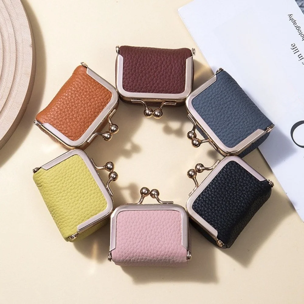 Weiche PU-Leder-Geldbörse mit Klickverschluss, einfarbig, multifunktionale Leder-Schmucktasche, quadratische Mini-Tasche für kleine Gegenstände, Ohrringe – Detail 12