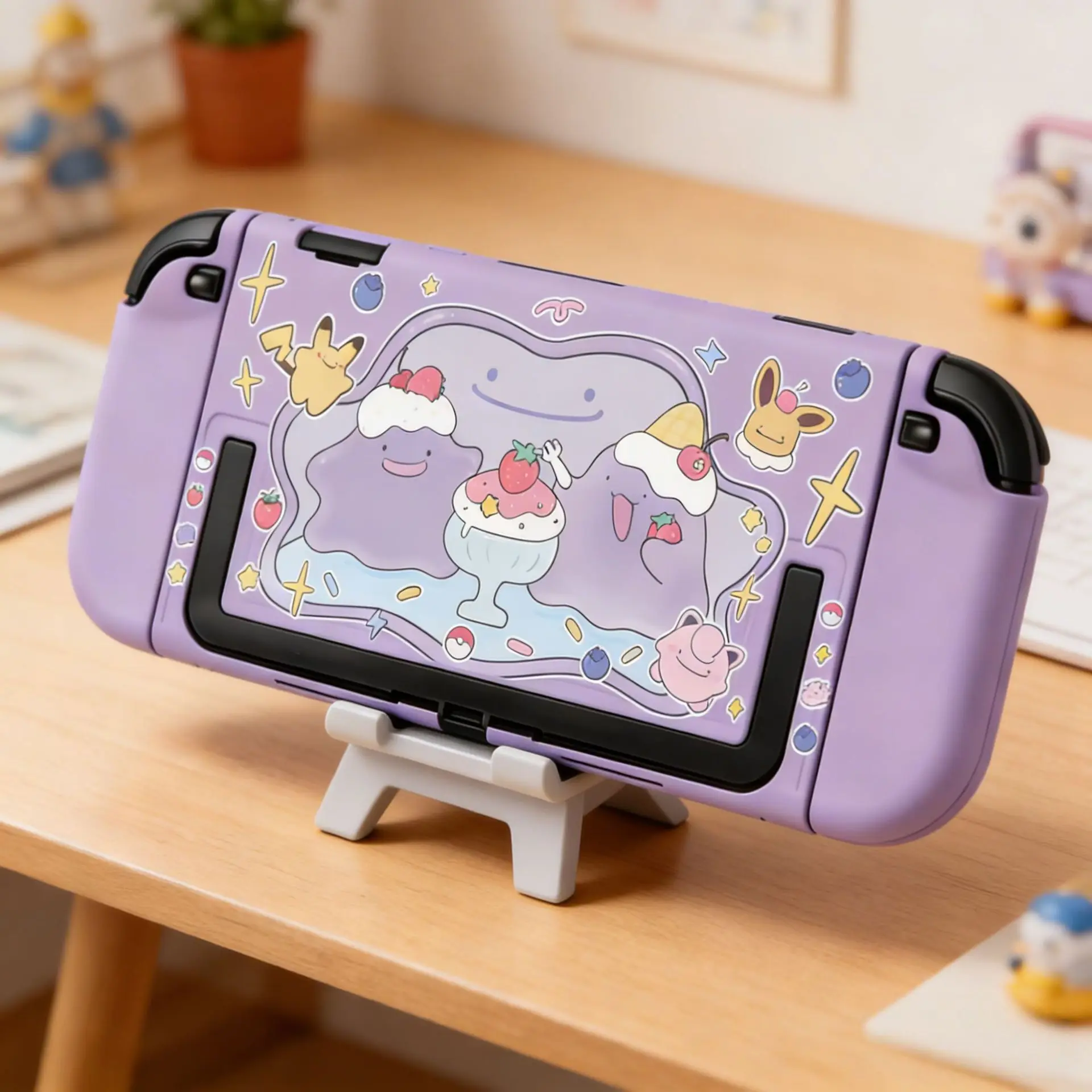 Nova Capa Protetora para Nintendo Switch 2 com Estampa Ditto, Fosca, Rígida Dividida, com Grip Macio e Compatível com Dock para Jogadores