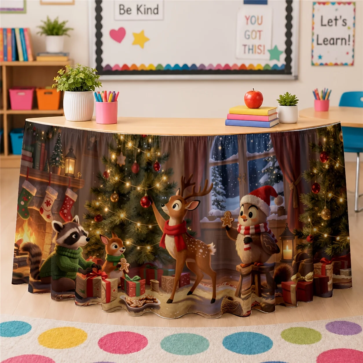 Tablecloth with Christmas theme - A warm holiday, a joyful gathering, winter, Christmas