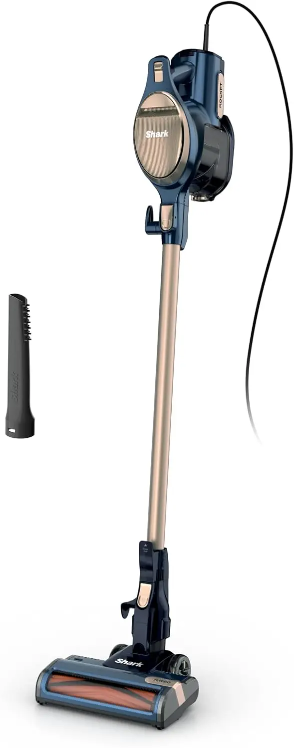 Corded Stick Vacuum in Navy with Turbo Power and Self-Cleaning Technology