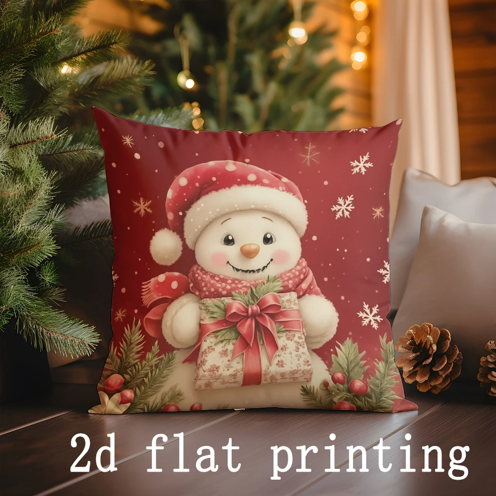Home Decor Christmas-themed Cute Animals & Santa Pillows Pattern Cushion Cover Suitable for Sofa Bedroom Car Pillow Cover