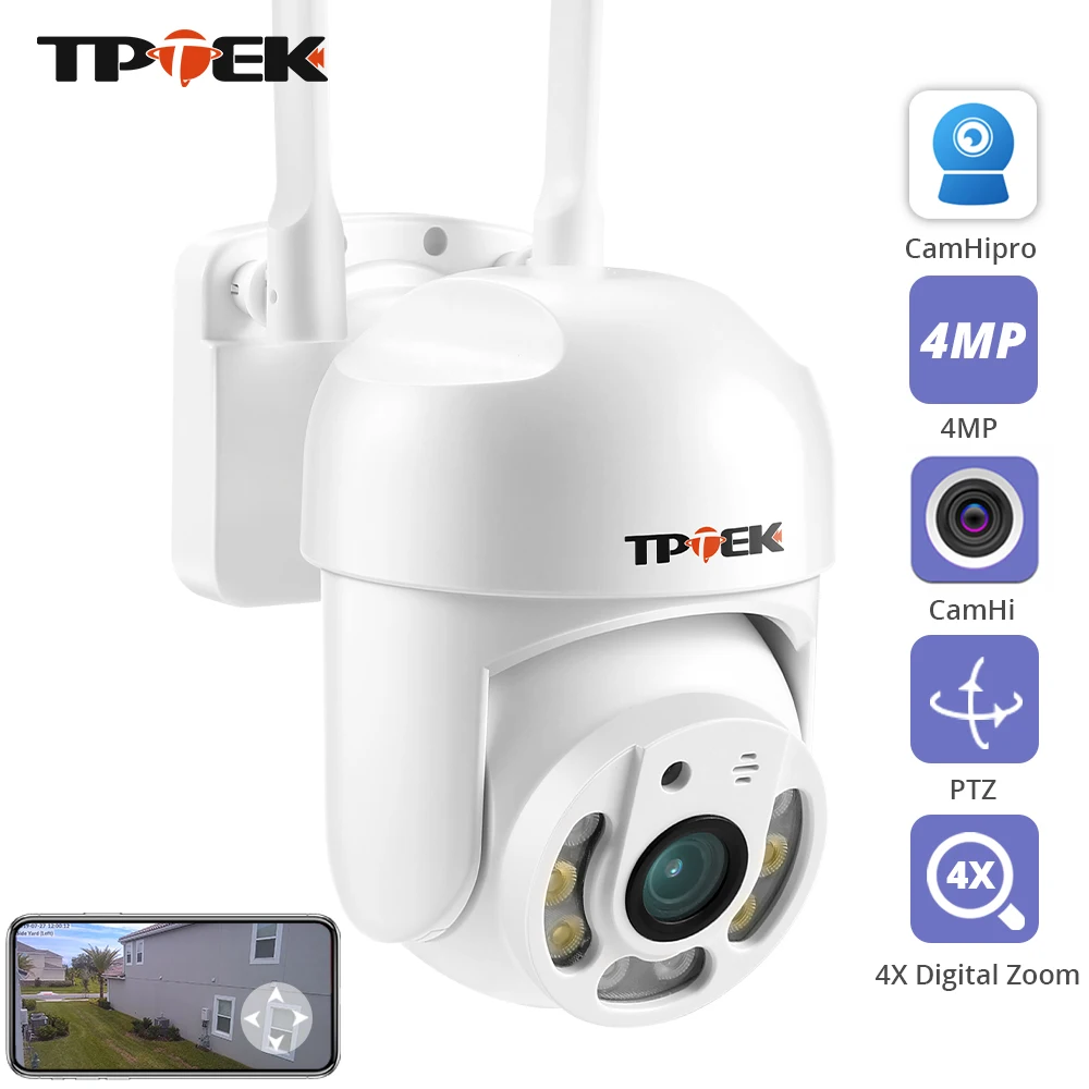 Cámara IP PTZ de 4MP con WIFI, vigilancia CCTV de 1080P, protección de seguridad, Wi Fi para exteriores, Zoom Digital 4X, cámara de calle CamHipro CamHi Camara