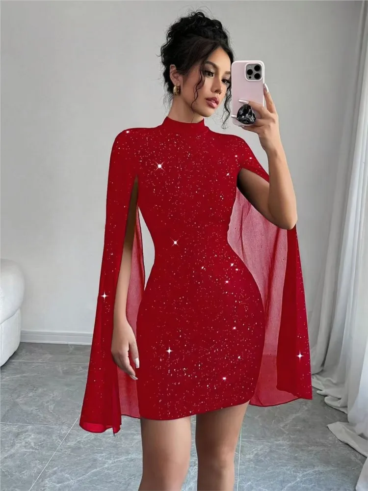 Sexy Kleid Mit Hohem Kragen Laterne Ärmeln Enge Hüfte umarmt frauen Robe Büro Business Party Prom Nachtclub Abend Vestidos