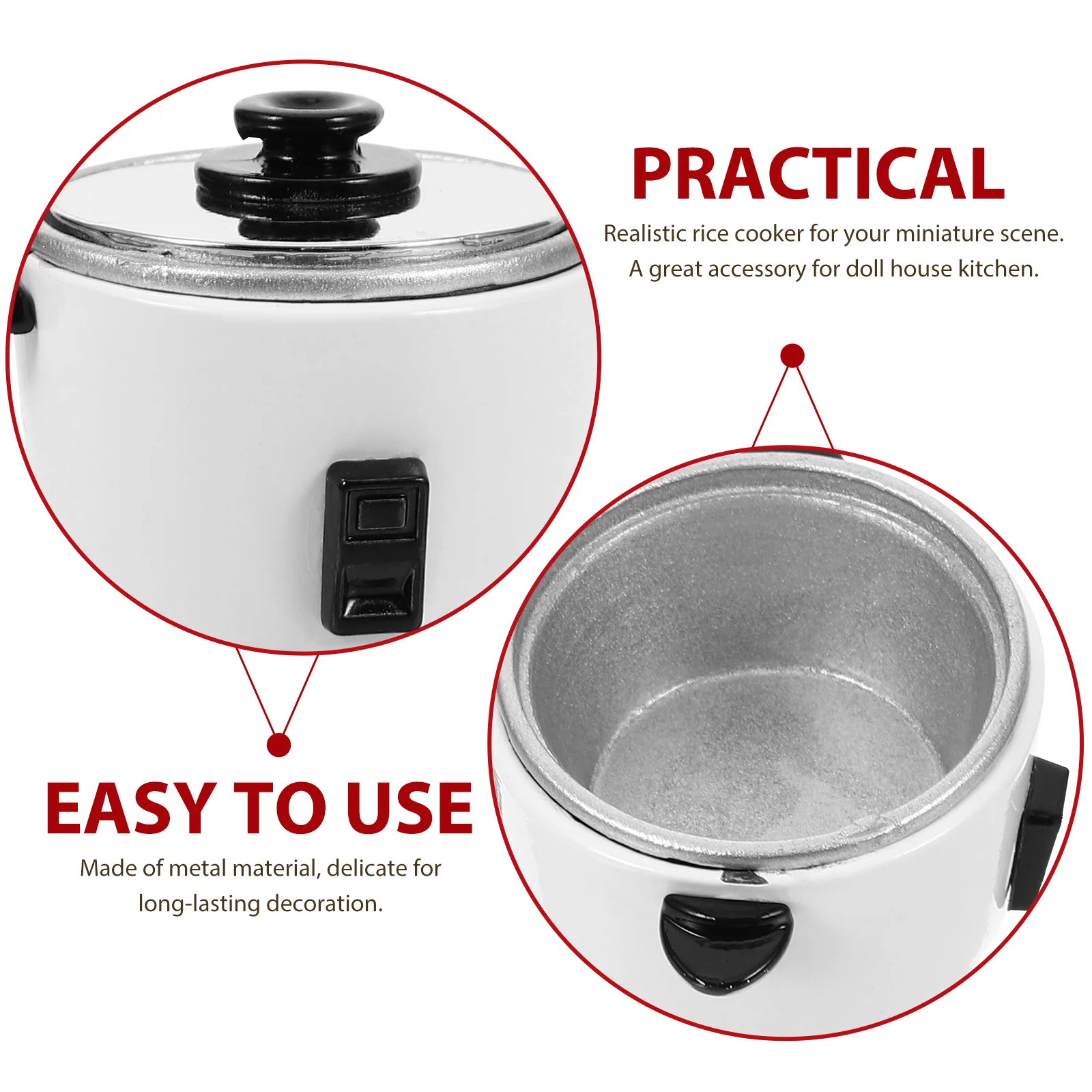 Casa 1:12 Casa delle bambole fai-da-te Mini cucina Simulazione Cuociriso (un pacchetto) Giocattolo Prop Metallo Foto elettrica