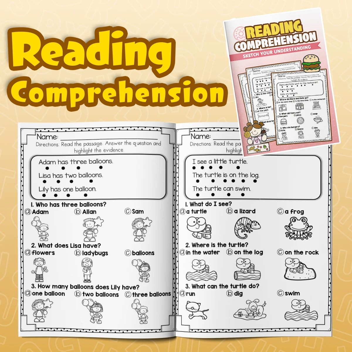 Kids Beginner English Reading Comprehension Workbook, Preschool Primary English Practice Book, Fun Early Learning Activity Book