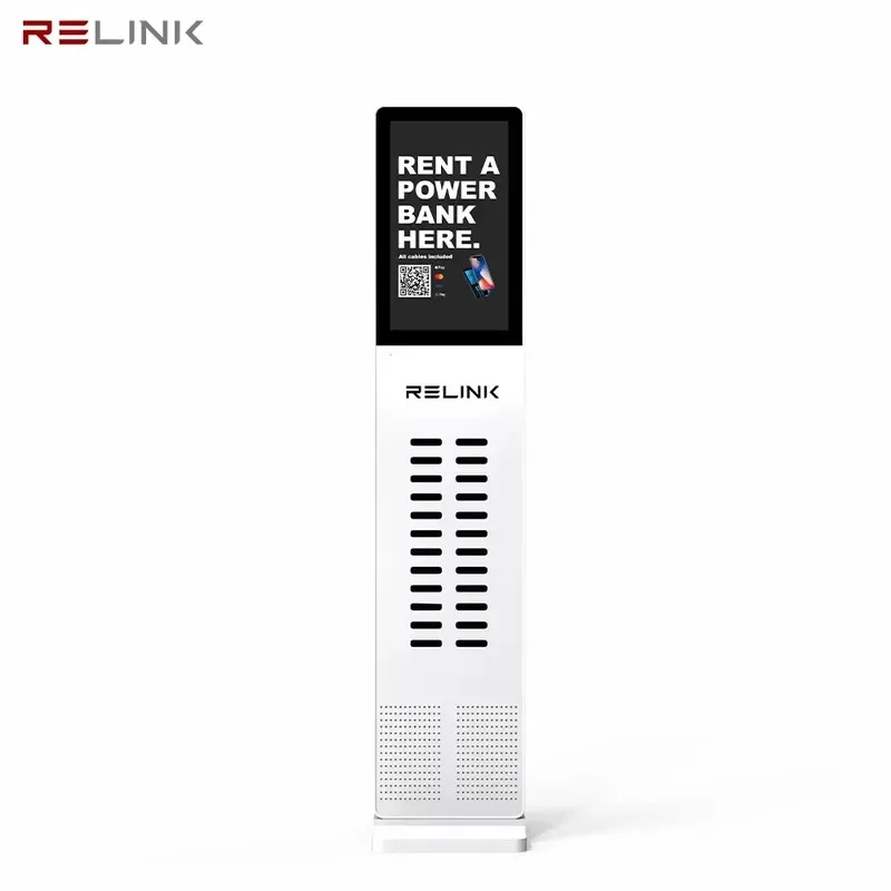 Hot Sale Rental Power Bank Charging Station 24Slots Phone Charging Kiosk With 21.5Inch Advertising Screen